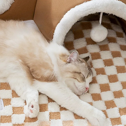 Plush Cat Bed & Tunnel House Combo